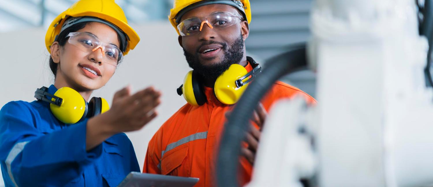 native-female-black-male-engineer-cooperation-male-female-technician